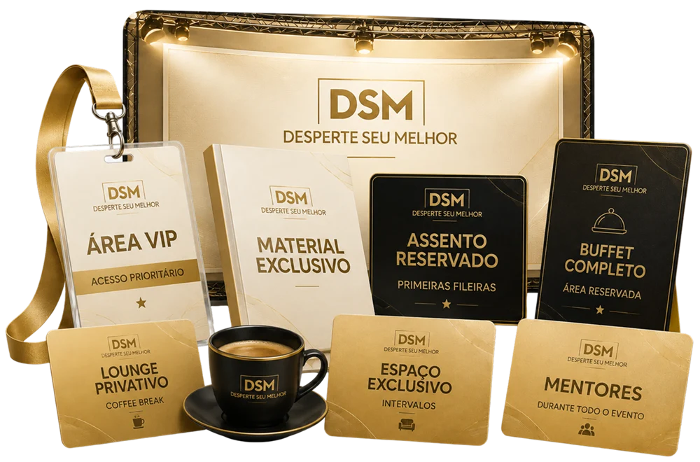 Credencial e materiais da experiência VIP DSM